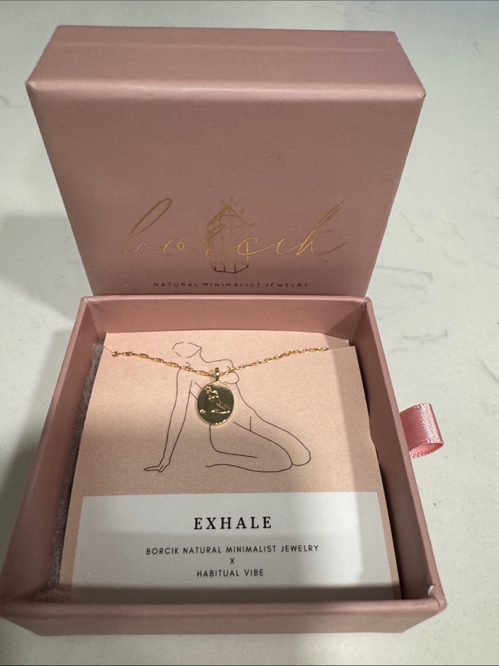 EXHALE Gold Plated Waterproof Disc Pendant Necklace by Borcik